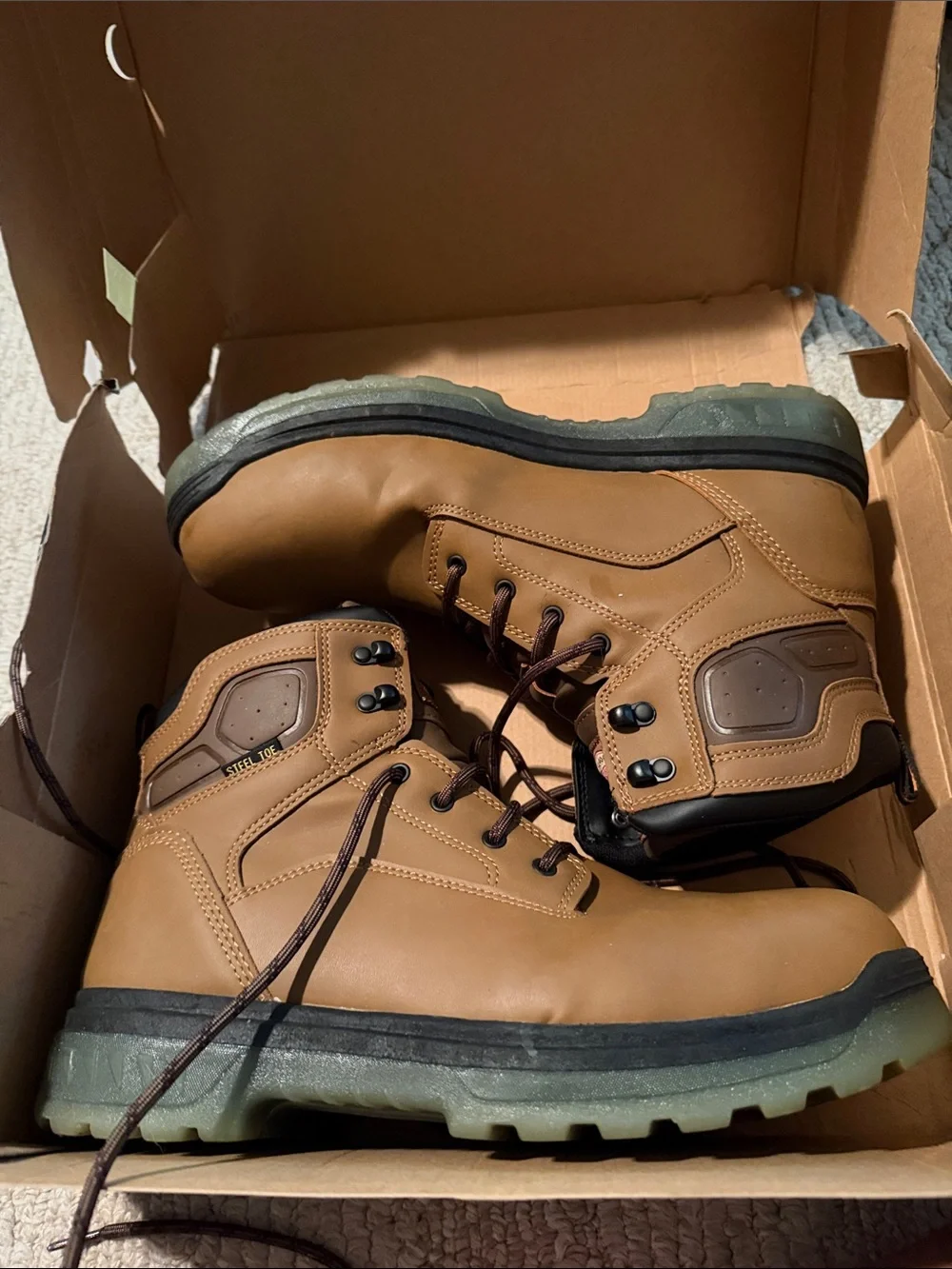 Men's Brown Brahma Steel Toe Work Boots - Durable Lace-Up Safety Boot